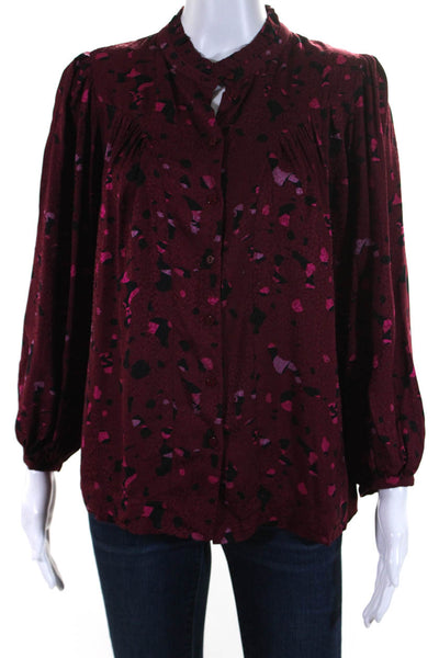 Ba&Sh Women's Round Neck Long Sleeves Button Down Blouse Red Size 0