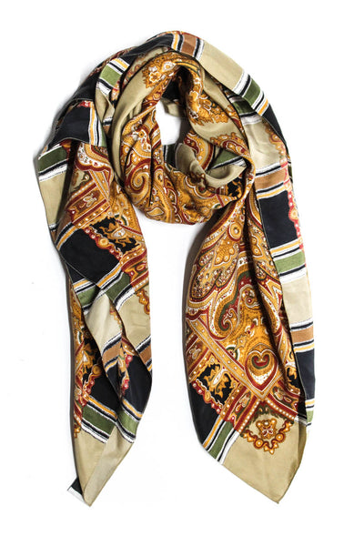 Emanuel Emanuel Ungaro Womens Abstract Print Wrapped Shawl Scarf Brown Size OS