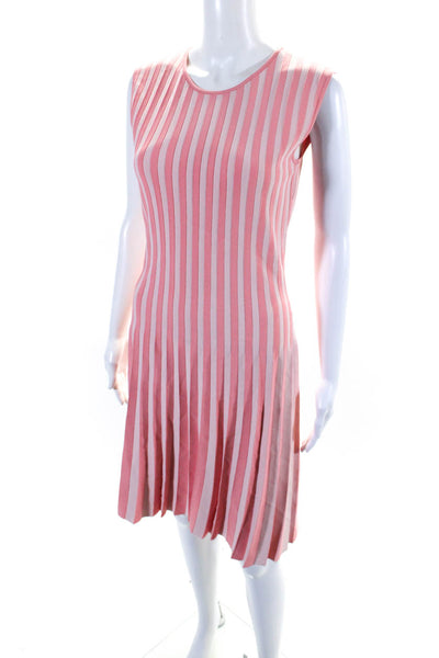 Akris Punto Womens Round Neck Sleeveless Fit Flare Midi Dress Carol Stripe Size