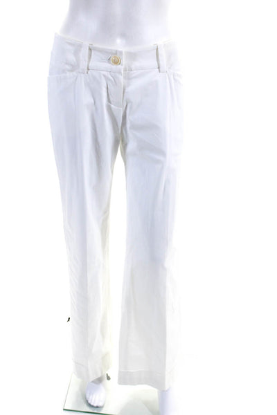 Trina Turk Womens Button Closure Flat Front Straight Leg Dress Pant White Size 2