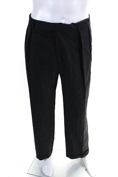 Polo Ralph Lauren Mens Wool Pleated Hook & Eye Straight Pants Gray Size EUR40