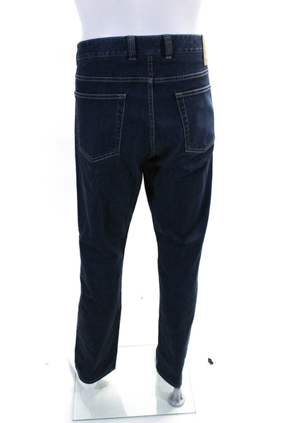 Canali Mens Cotton Dark Washed Buttoned Straight Leg Jeans Blue Size EUR54