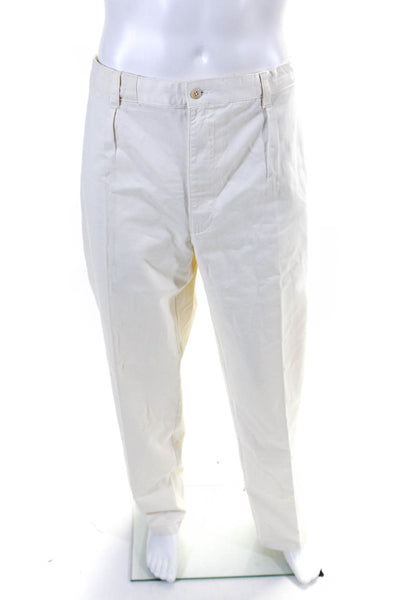 Polo Ralph Lauren Mens Cotton Pleat Button Straight Chino Pants Beige Size EUR36