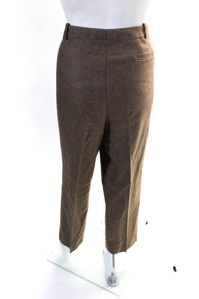 Akris Punto Womens Wool Flat Front Buttoned Tapered Dress Pants Brown Size 10