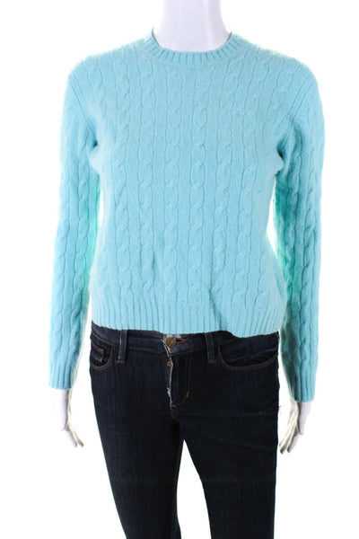 Lilly Pulitzer Womens Cashmere Cable-Knit Crewneck Sweater Top Light Blue Size S