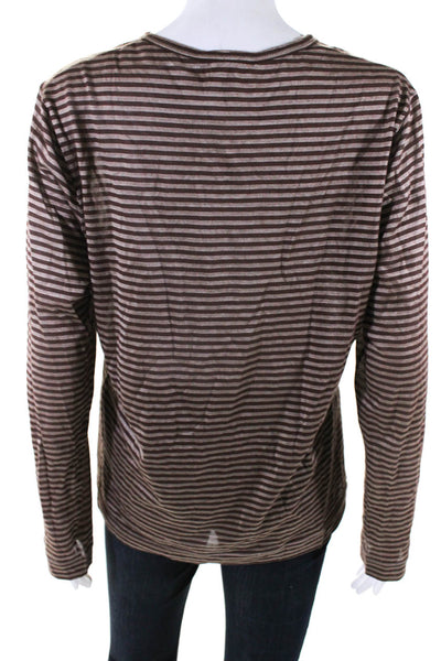 Missoni Women's V-Neck Long Sleeves Basic Brown Stripe Blouse Size M