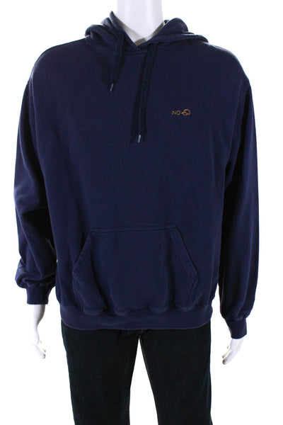 Maison Labiche Mens No Cap Embroidered Hoodie Sweatshirt Navy Size Large