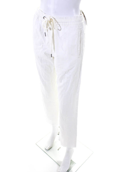 Rag & Bone Womens Cotton Ruched Drawstring Straight Leg Pants White Size 2XS