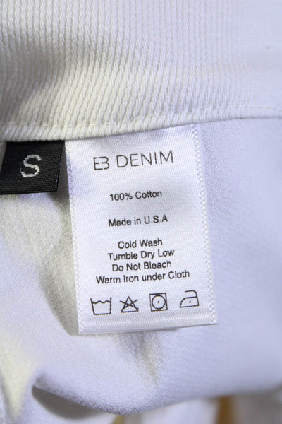 EB Denim Womens Strapless Denim Crop Top Mini Skirt Set White Beige Size Small