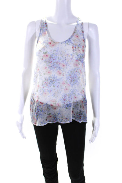 Joie Women's Scoop Neck Sleeveless Sheer Floral Silk Blouse Size XS