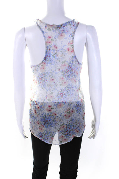 Joie Women's Scoop Neck Sleeveless Sheer Floral Silk Blouse Size XS