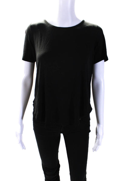 Theyskens Theory Women's Short Sleeves High-Low Hem Blouse Black Size 1