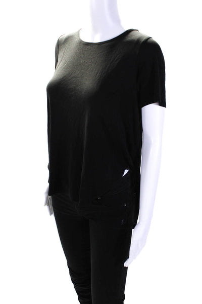 Theyskens Theory Women's Short Sleeves High-Low Hem Blouse Black Size 1