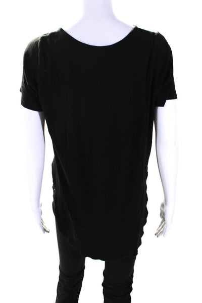 Theyskens Theory Women's Short Sleeves High-Low Hem Blouse Black Size 1