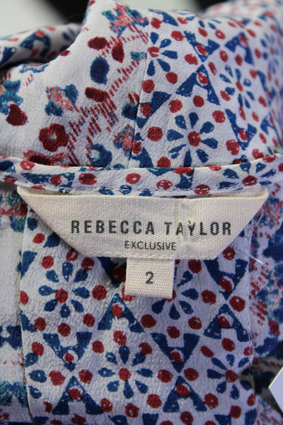 Rebecca Taylor Women's V-Neck Sleeve Silk Floral Blouse Size 2