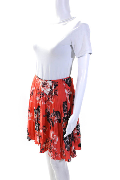 Barneys New York Women's Zip Closure Pleated Flare Floral Mini Skirt Size 2