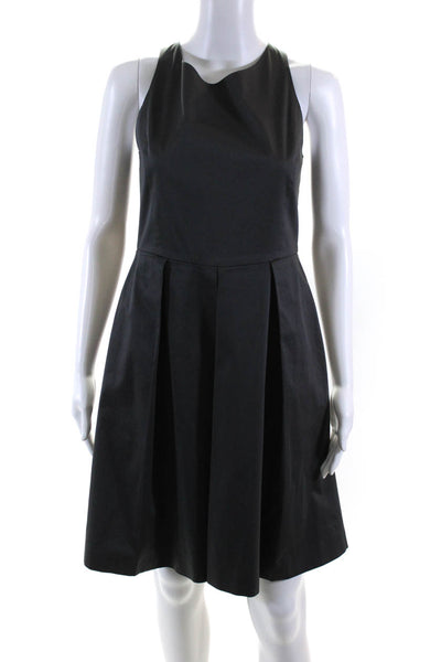 Armani Collezioni Women's Scoop Neck Sleeveless Pleated Midi Dress Gray Size 6