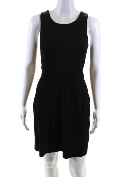 Theory Women's Scoop Neck Sleeveless Pockets A-Line Mini Dress Black Size 8