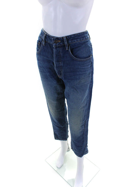 6397 Womens Zipper Fly High Rise Shorty Crop Jeans Blue Denim Size 26