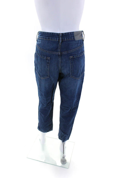 6397 Womens Zipper Fly High Rise Shorty Crop Jeans Blue Denim Size 26