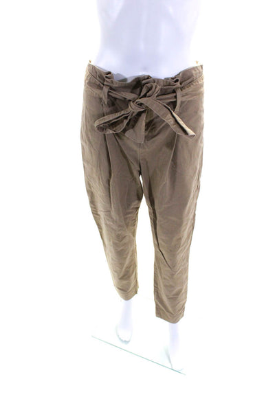 Frame Denim Womens Zipper Fly High Rise Drawstring Trouser Pants Brown Size 27