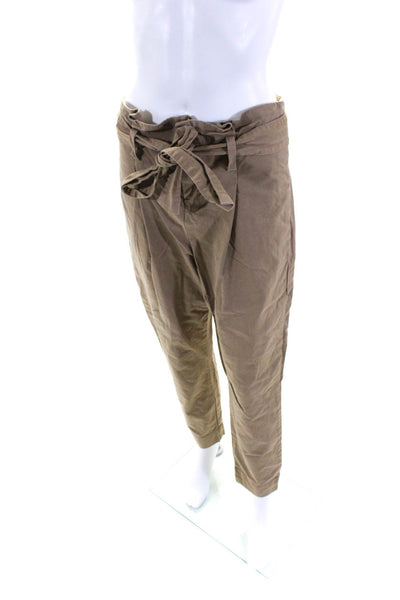 Frame Denim Womens Zipper Fly High Rise Drawstring Trouser Pants Brown Size 27