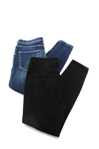 Amo Womens Zipper Fly High Rise Skinny Ankle Jeans Black Blue Size 28 Lot 2