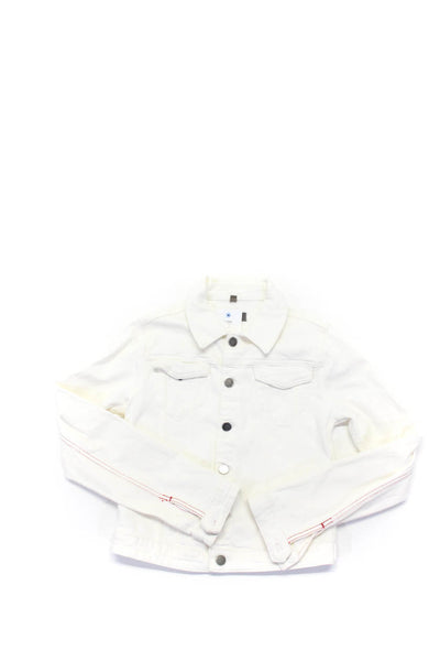 DL1961 Women's Collared Long Sleeves Button Jean Jacket White Size L