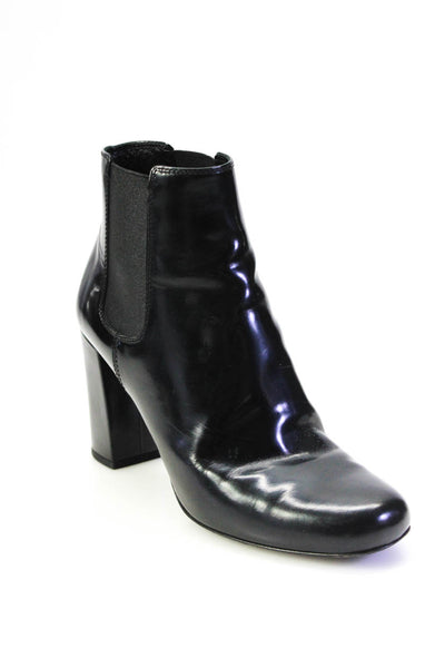 Saint Laurent Womens Spazzolatto Leather Block Heel Ankle Boots Black 36.5 6.5