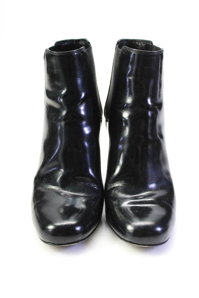 Saint Laurent Womens Spazzolatto Leather Block Heel Ankle Boots Black 36.5 6.5