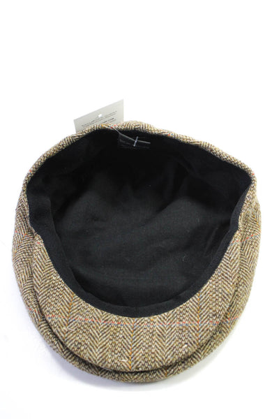 Isabel Marant Womens Wool Herringbone Plaid Print Flat Ivy Hat Brown Size S 58