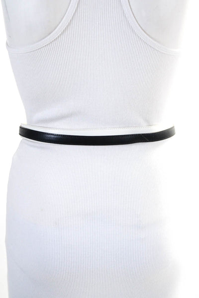 Gianni Versace Women Leather Double Strap Skinny Width Belt White Black Size S 3