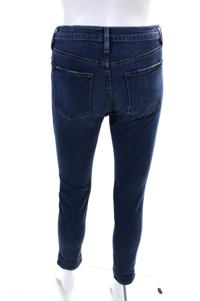 Frame Womens Le Garcon Distressed Mid Rise Boyfriend Jeans Dark Blue Size 25