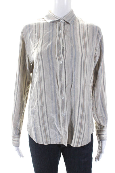 Amina Rubinacci Women's Collared Long Sleeves Button Down Shirt Stripe Size 46