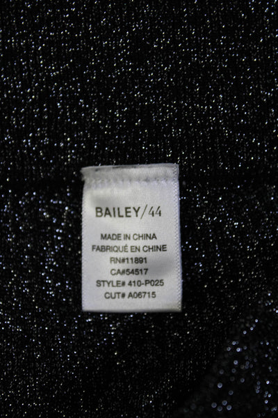 Bailey 44 Womens Glitter Textured Wide Leg Elastic Waist Pants Silver Size L