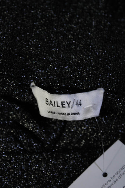 Bailey 44 Womens Glitter Textured Wide Leg Elastic Waist Pants Silver Size L