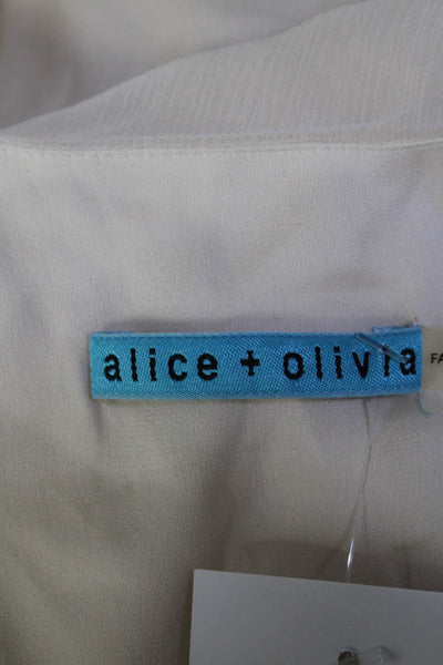 Alice + Olivia Women's Scoop Neck Silk Spaghetti Straps Tank Top Cream Size S