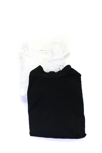 Frame Women's Mock Neck Sleeveless Basic Blouse Black White Size S Lot 2