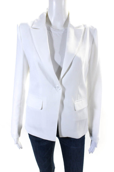 Mural Womens Lined Single Breasted Long Sleeve Blazer Jacket White Size S