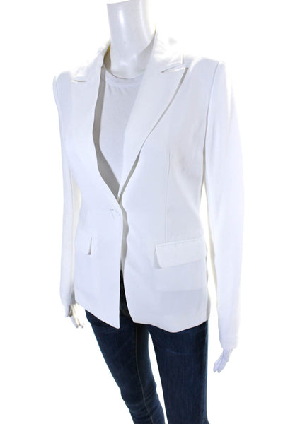 Mural Womens Lined Single Breasted Long Sleeve Blazer Jacket White Size S