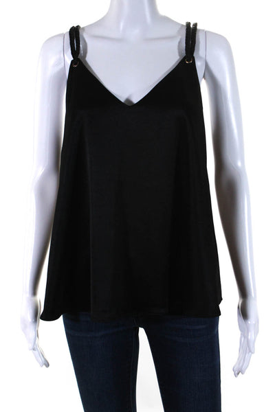 Derek Lam 10 Crosby Womens Sleeveless Rope Straps Flare Tank Top Black Size 4