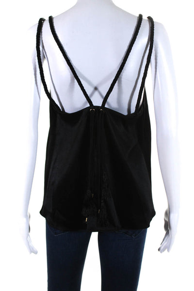 Derek Lam 10 Crosby Womens Sleeveless Rope Straps Flare Tank Top Black Size 4