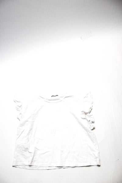 Zara Wilfred Womens Ruffled Short Sleeve Pullover Tops White Size M L Lot 4