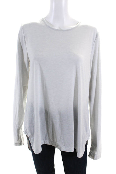 10 Crosby Derek Lam Womens Mesh Round Neck Long Sleeve Pullover Top Gray Size L