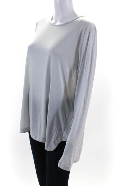 10 Crosby Derek Lam Womens Mesh Round Neck Long Sleeve Pullover Top Gray Size L