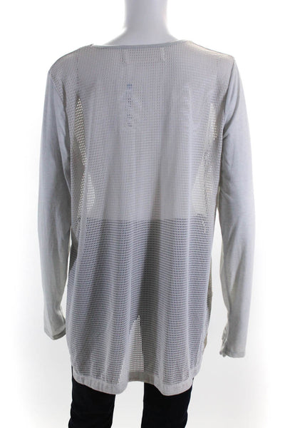 10 Crosby Derek Lam Womens Mesh Round Neck Long Sleeve Pullover Top Gray Size L