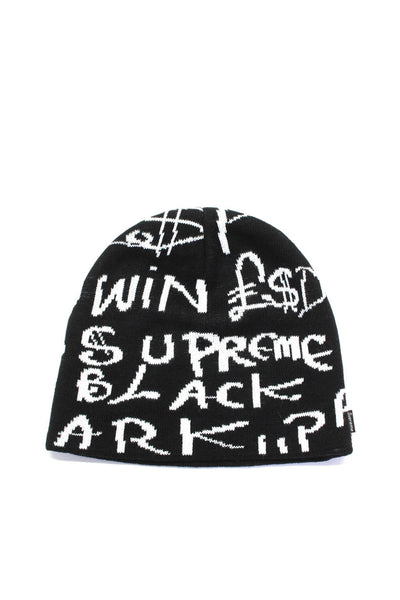 Supreme Womens Pull On Beanie Hat Black White Size One Size