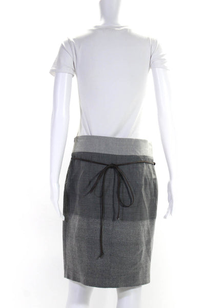 Gunex Womens Woven Fleece Pleated Belted Mini Pencil Skirt Gray Size 6