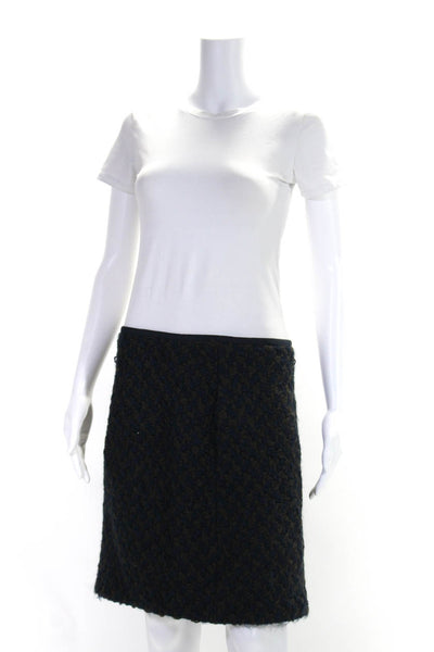 Luisa Cerano Womens Chunky Boucle Mini Pencil Skirt Dark Navy Brown Size 6