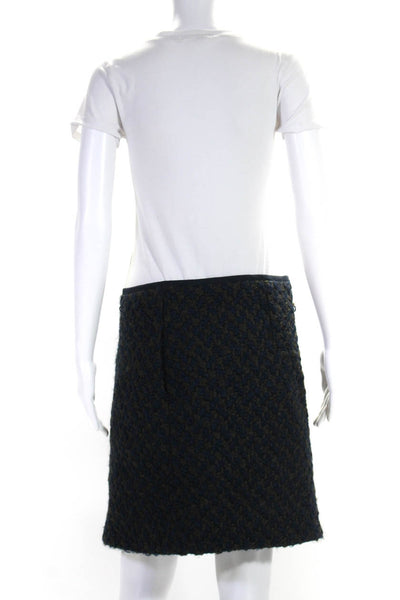 Luisa Cerano Womens Chunky Boucle Mini Pencil Skirt Dark Navy Brown Size 6